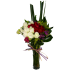 Red and White Roses arrange in a clear Glass Vase