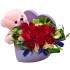 Eternal Love 12 pcs Red Roses in Heart Box with Teddy Bear